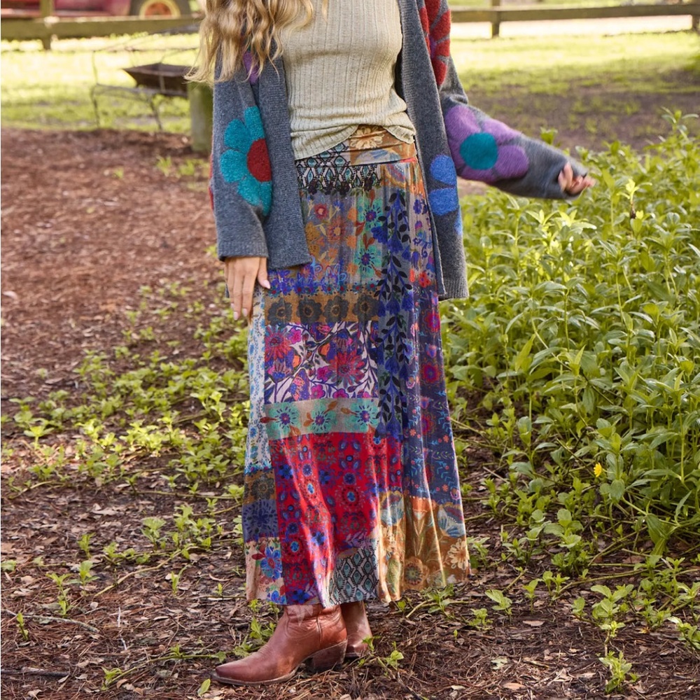 ☂️NEW LISTING ☂️Live - In - It Knit Maxi Skirt - Blue Patchwork